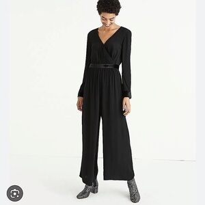 NWT MADEWELL Plus Velvet-Trimmed Tie Jumpsuit women’s size 14
